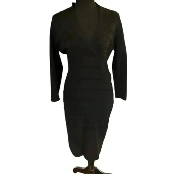 Frank Lyman Design Holiday Black Sweater Dress w/ Silver Sparkles, size Medium - Picture 1 of 6